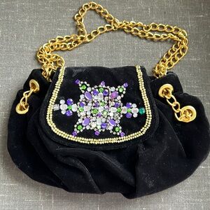 Paris Hilton Mini Black Velvet Bag